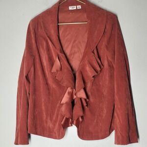 Cato Woman Blazer Jacket 22W Ruffle Open Front Career Dressy Stretch